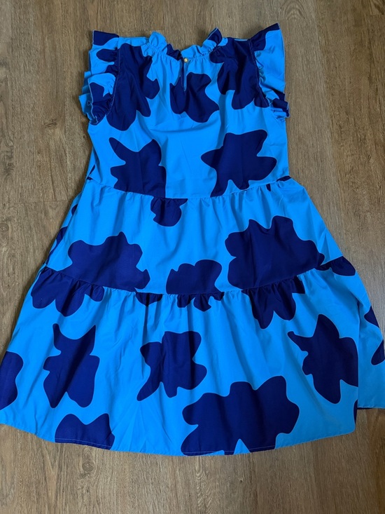 Dresses & Skirts - Blue Floral-Print Ruffle Tiered Kids Dress